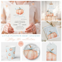 Little Pumpkin On the Way Blue Bow