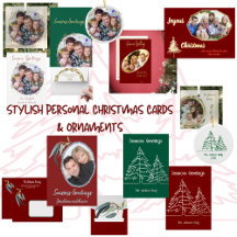Simple Elegant Photo Christmas Cards and Ornaments
