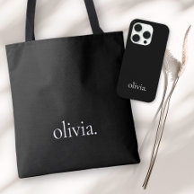 Black White Modern Elegant Monogrammed Name Gifts
