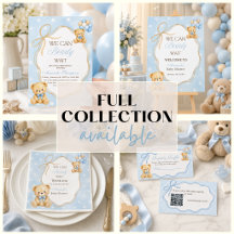 Blue Boy We Can Bearly Wait Teddy Bear Baby Shower