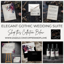 Elegant Gothic Floral Watercolor Wedding Suite 