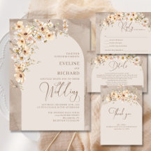 Wedding - Boho arch neutral watercolor wildflowers