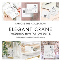 Elegant Crane Wedding Invitation Suite