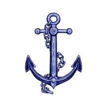 Blue And White Nautical Anchor Coastal Decor