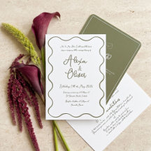 Olive & Burgundy Wavy Frame Wedding Suite