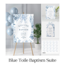 Blue Toile Baptism Stationery 