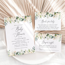 Ivory White Flowers Baby Shower Collection