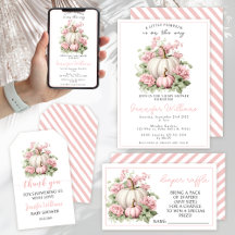 Pink pumpkin baby girl shower