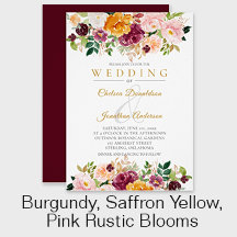 Burgundy, Saffron, Pink, Mauve Rustic Blooms