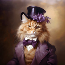 Aristocratic Cat In Purple