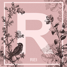 Pastel Pink Monogram Bird and Floral Design