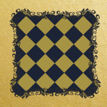 Elegant Gold & Navy Blue Diamond Pattern