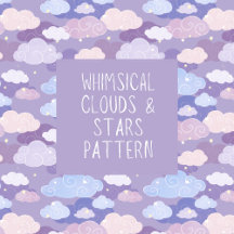 Whimsical Pastel Clouds and Stars Pattern