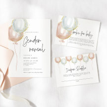 Whimsical Pink & Blue Balloon Gender Reveal Shower