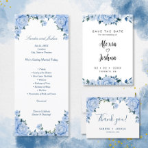 Blue Roses Floral Wedding Stationary