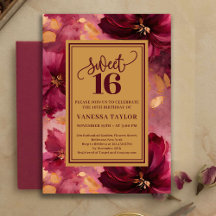 Burgundy blush gold floral 16th birthday 26-16