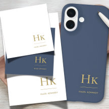 Monogram Navy Gold Classic Elegant Initials Gifts