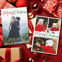 Merry Christmas Calligraphy Elegant Photo Cards