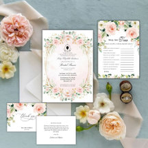 Feminine Blush Gold Floral Bridal Shower Tea Party