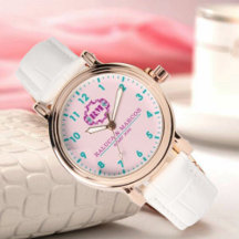 Pink elegant wedding gift watch couple names