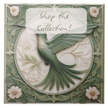 Arts & Crafts tile accents Birds & flowers