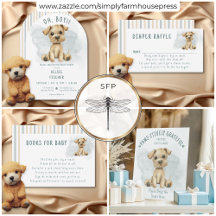Cute Oh Boy Puppy Blue Baby Shower