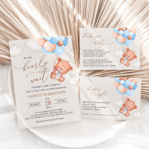 Baby Bear and Blue Balloons Baby Shower Collection