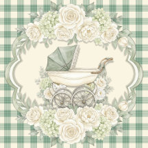 BABY SHOWER SAGE GREEN BABY CARRIAGE