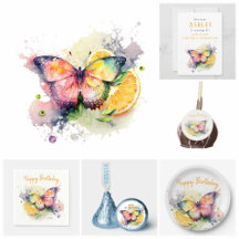 Summer Watercolor Butterfly  Birthday Party
