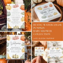 Rustic Watercolor Pumpkin Baby Shower