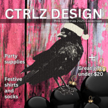 Pink and Black Santa Crow Christmas Collection