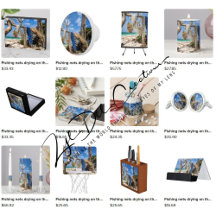 Gifts with fishing nets drying on the beach design