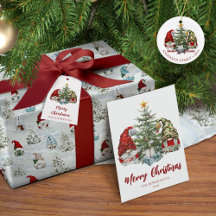 Cute Christmas Gnomes Holiday Gift Wrap and Decor