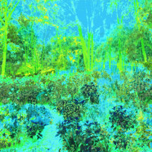 Trippy Lime Green and Blue Garden Landscape