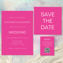 Glam Hot Pink Wedding Invitation Suite
