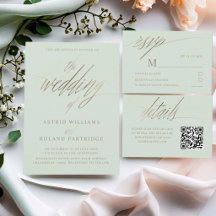 Minimal Green & Gold Calligraphy Wedding Suite
