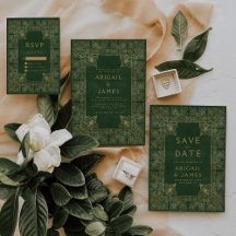 Vintage Book Cover Green Gold Wedding Suite