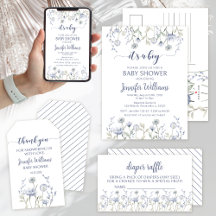 Blue wildflower boy baby shower