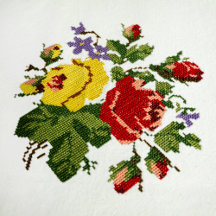 Vintage Rose Bouquet Embroidery 