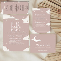 Rustic Pink cloud baby shower collection