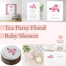 Baby Shower Tea Party Dusty Rose Pink Florals
