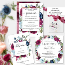 Elegant Burgundy, Red, Berry and Blue Quinceañera