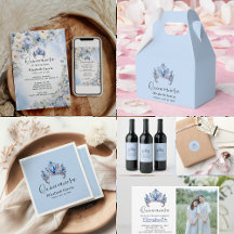 Blue and Ivory Flowers Quinceañera Birthday Party 