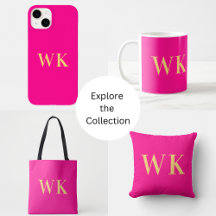 Minimal Modern Monogram Initials Hot Pink