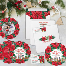 Festive Poinsettia Christmas Holiday Set