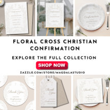 Floral Cross Christian Confirmation