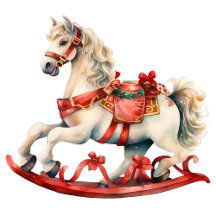 White Vintage Christmas Rocking Horse