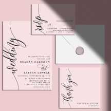 Blush Pink Modern Minimalist Script Wedding