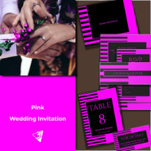 Pink Striped Wedding Stationery