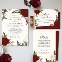 Romantic deep red rose floral Wedding